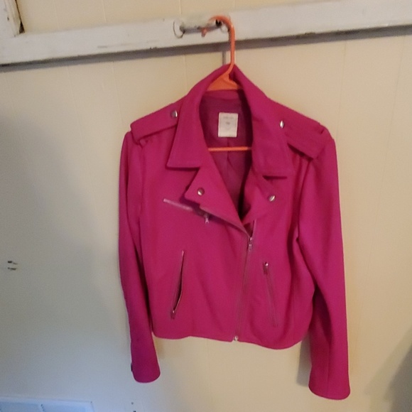 gap hot pink moto jacket
